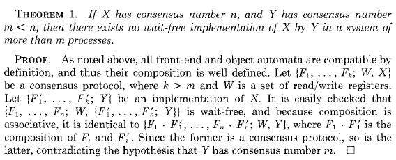 Theorem 1 from Wait-free synchronization