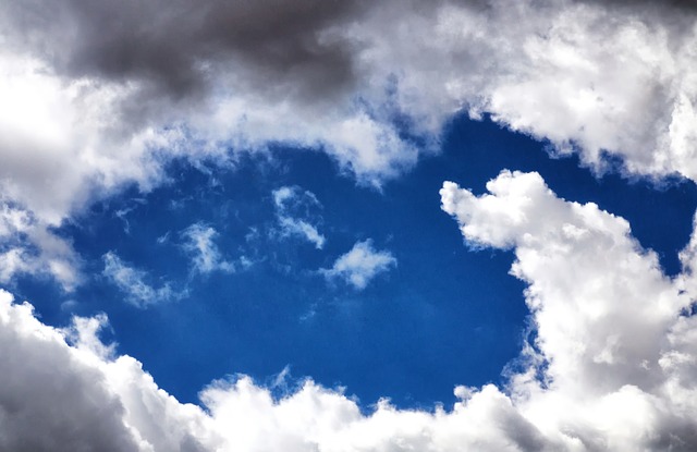 Break in clouds, revealing clear skies